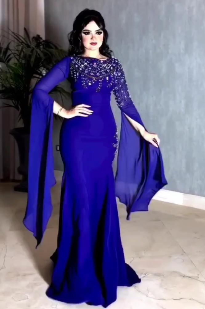 Eid dress, evening, fabric / crepe stretch on chiffon + elegant hand embroidery