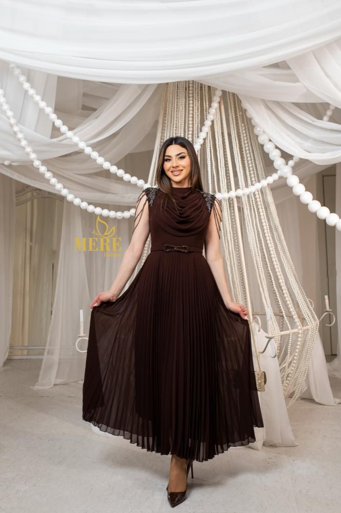Elegant long evening dress, luxurious fabric