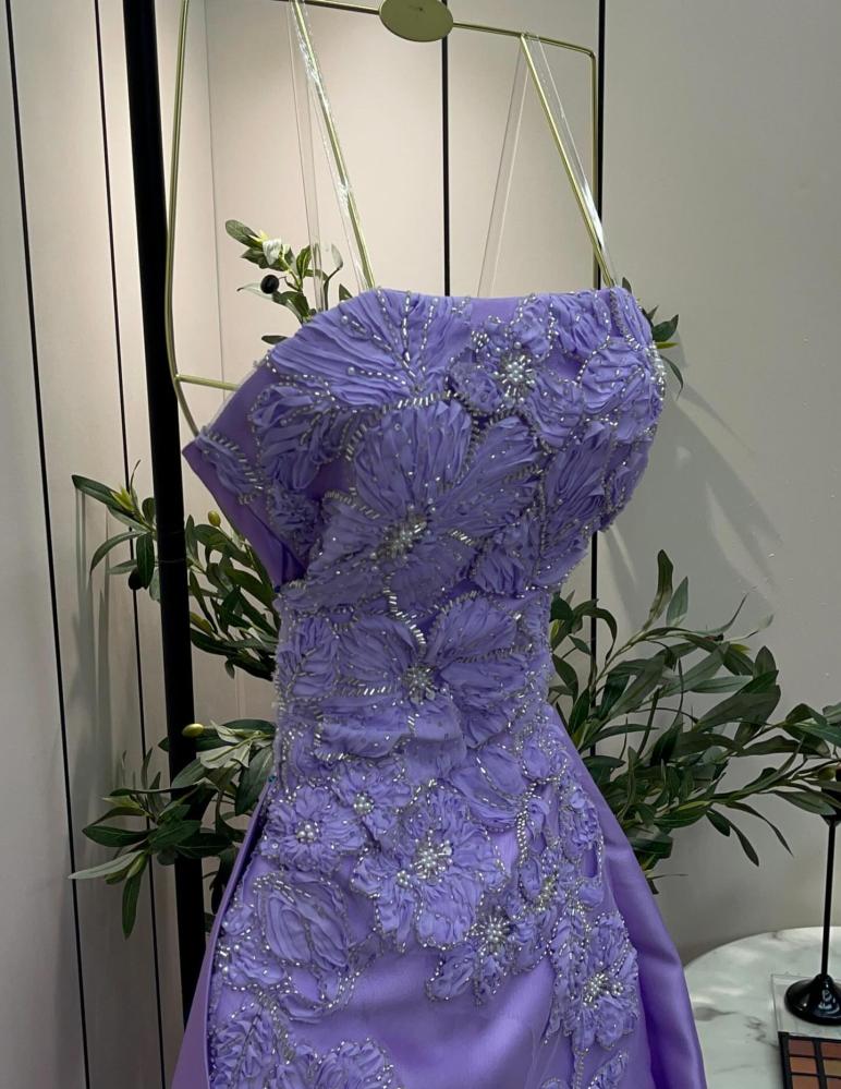 Elegant long evening dress made of Mikado fabric
