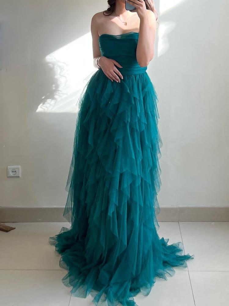 Evening dress, elegant color, chiffon georgette fabric, with Barbie lining