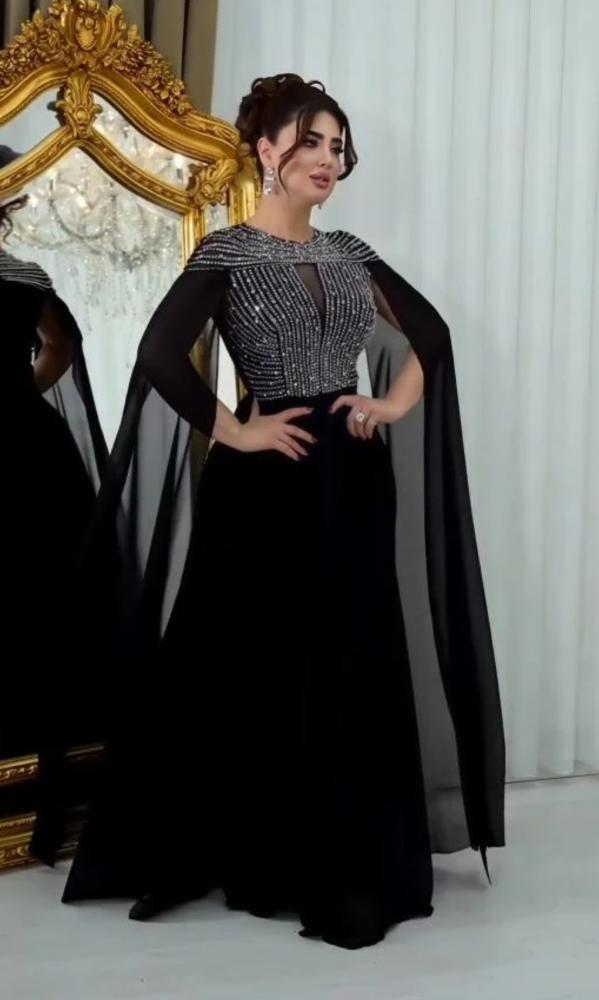 Elegant evening dress long chiffon georgette material with Barbie lining