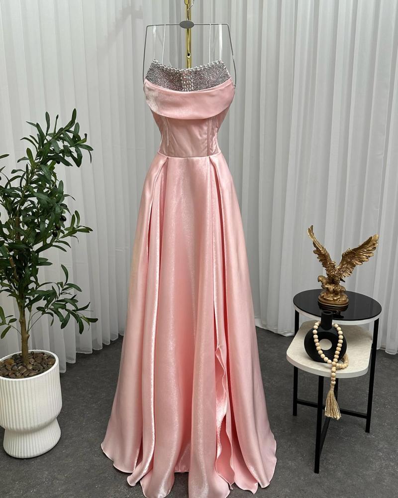 Elegant evening dress, pleated fabric on organza