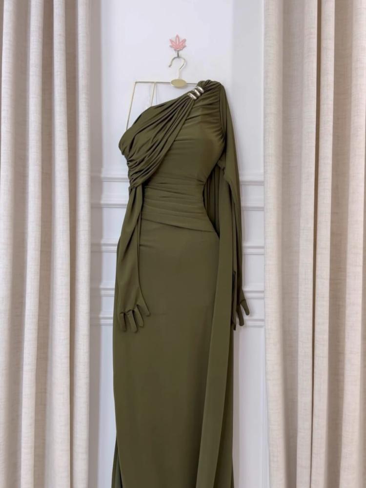 Elegant long evening dress, Barbie fabric