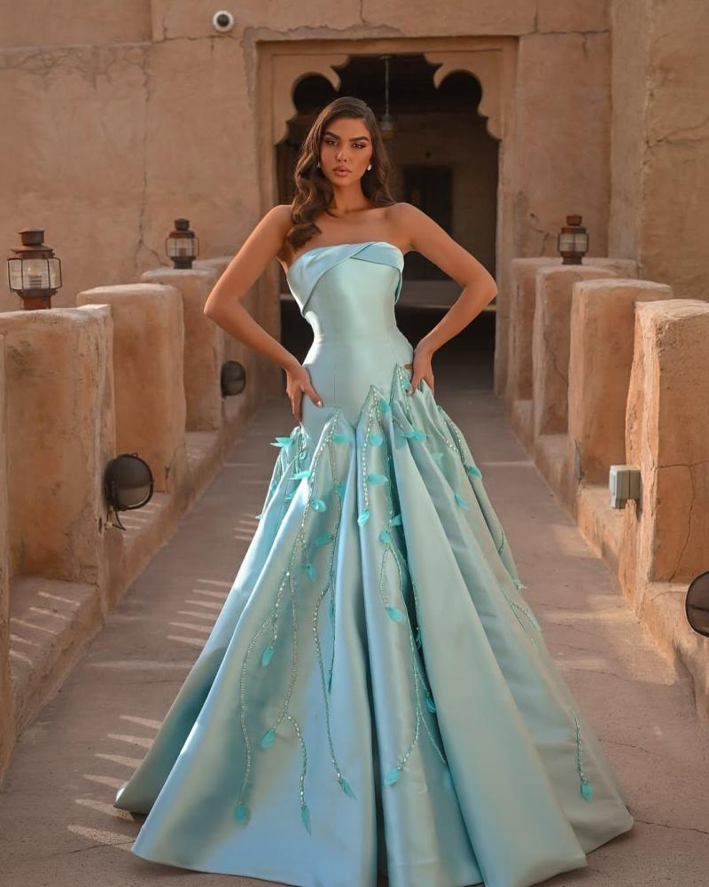 Evening dress, elegant and sophisticated color, Mikado fabric + flower