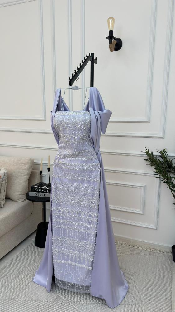 Evening dress material: hand embroidery, high-quality tail, elegant, available in 5 colors