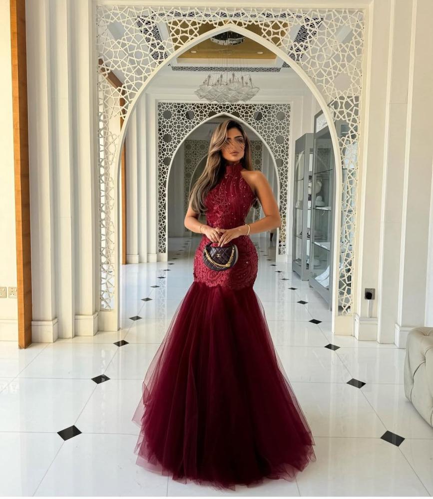 Lace tulle dress with embroidery, rhinestones, elegant