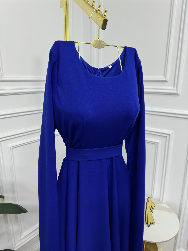 Soft dress navy color elegant midi fabric crepe stretch
