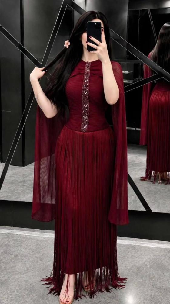 فستان سهره راقي طويل خامه راقيه