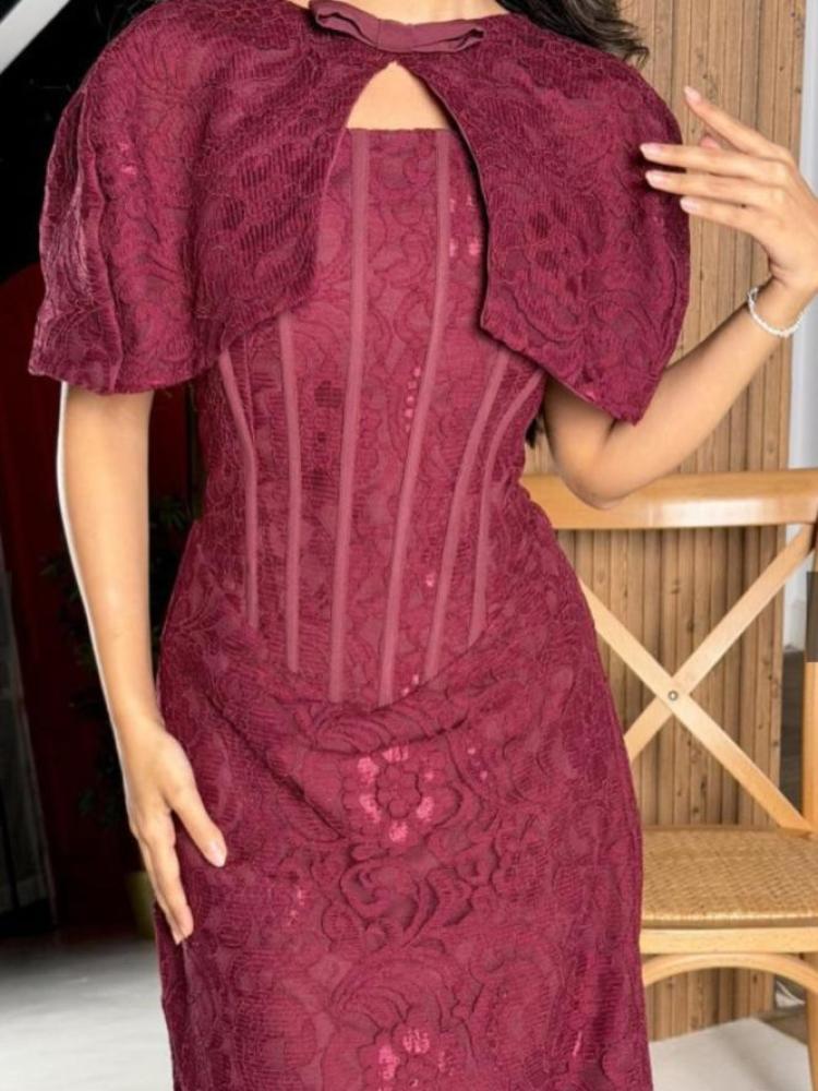 Long evening dress, elegant color, Barbie fabric