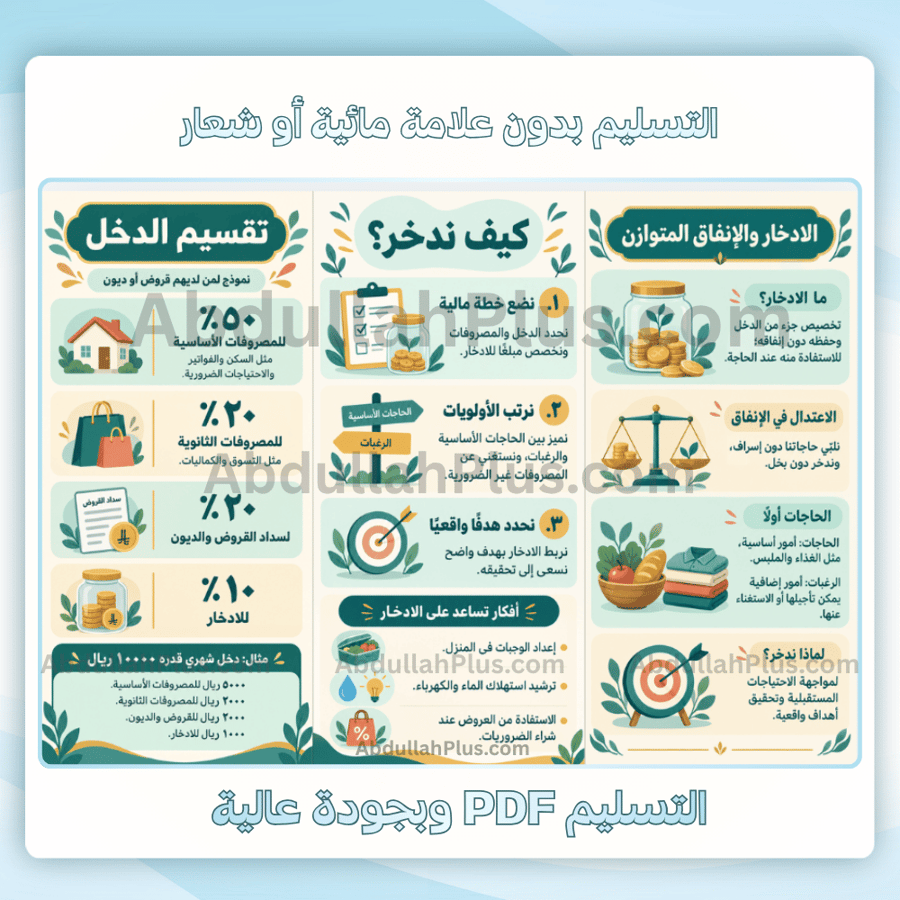 مطوية الادخار والإنفاق (المهارات الحياتية) - اسرية م3 ف1 pdf