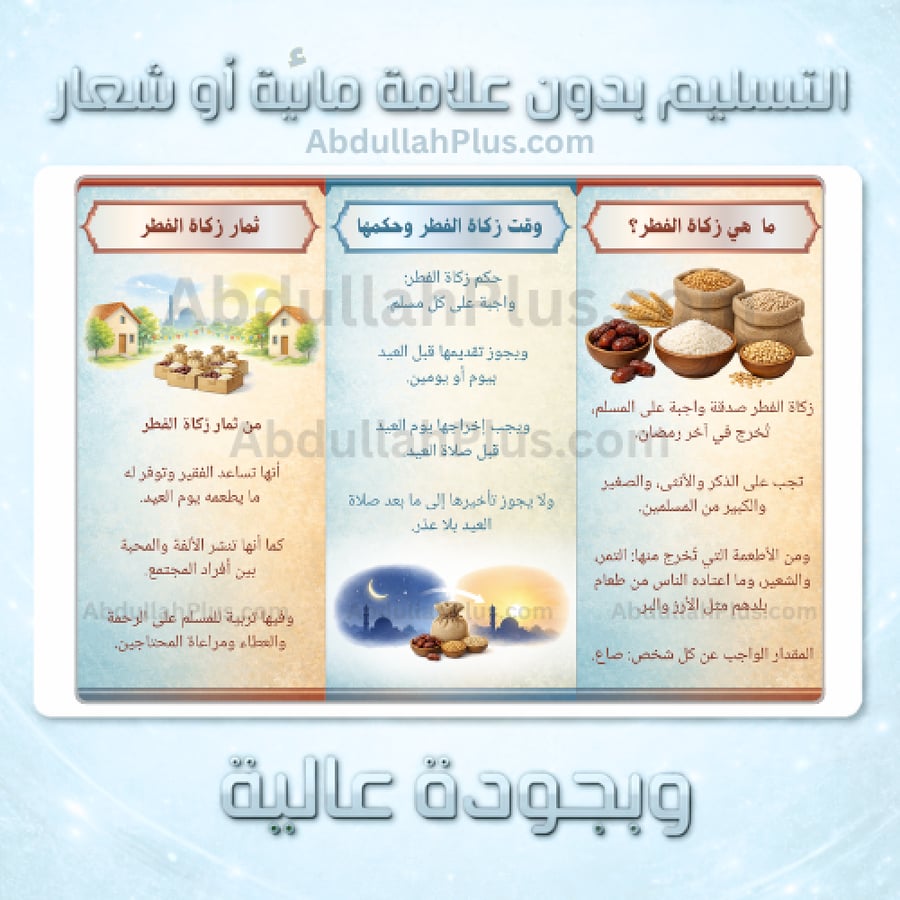 Zakat al-Fitr and voluntary charity brochure - Islamic Studies in 6th grade, 2nd semester PDF