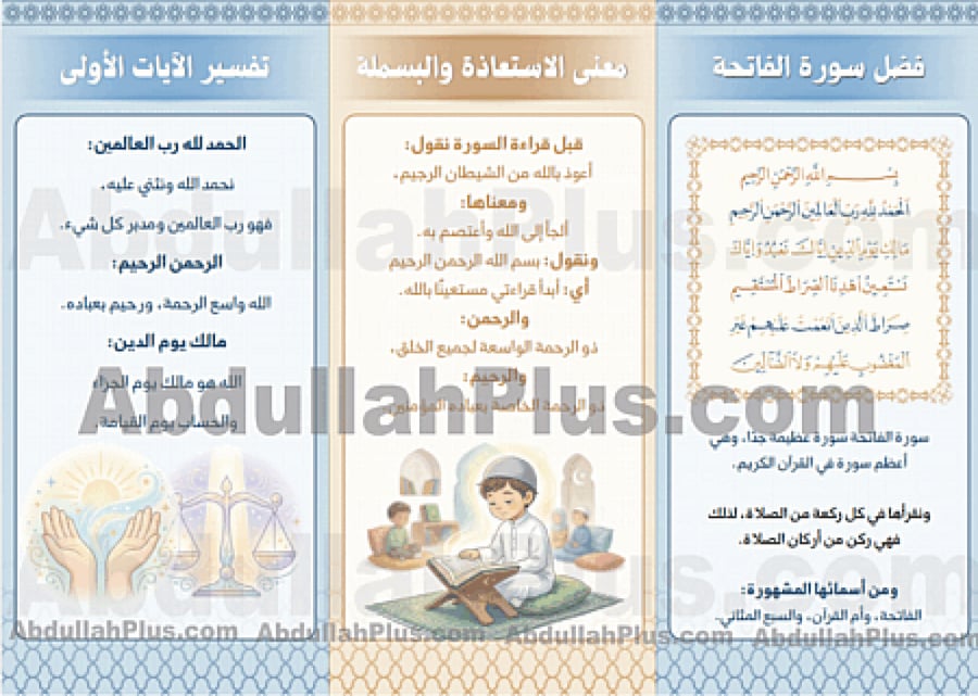 مطوية فضل سورة الفاتحة وتفسيرها - الدراسات الإسلامية ب4 ف2 PDF