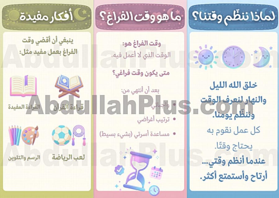 مطوية كيف أقضي وقت فراغي ؟ - مهارات حياتية وأسرية PDF