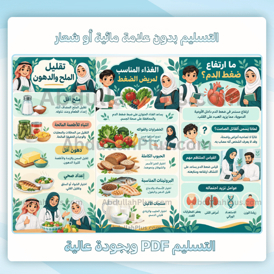 مطوية تغذية مرضى ضغط الدم (التوعية الصحية) - اسرية م3 ف1 pdf