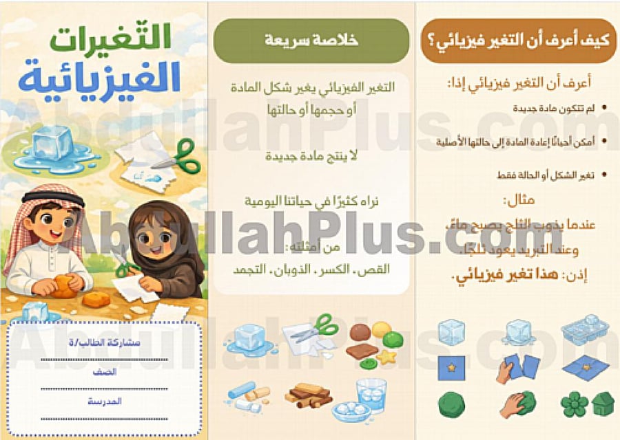 مطوية التغيرات الفيزيائية - علوم PDF