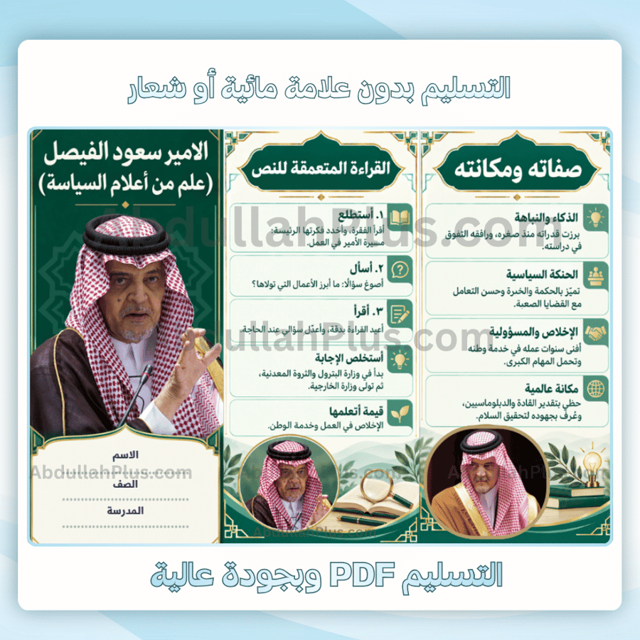 مطوية الامير سعود الفيصل (علم من أعلام السياسة) pdf