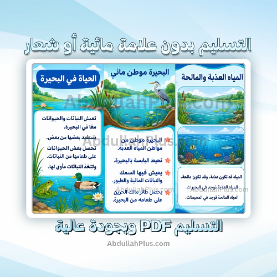 مطوية مواطن في الماء - علوم ب1 ف1 PDF
