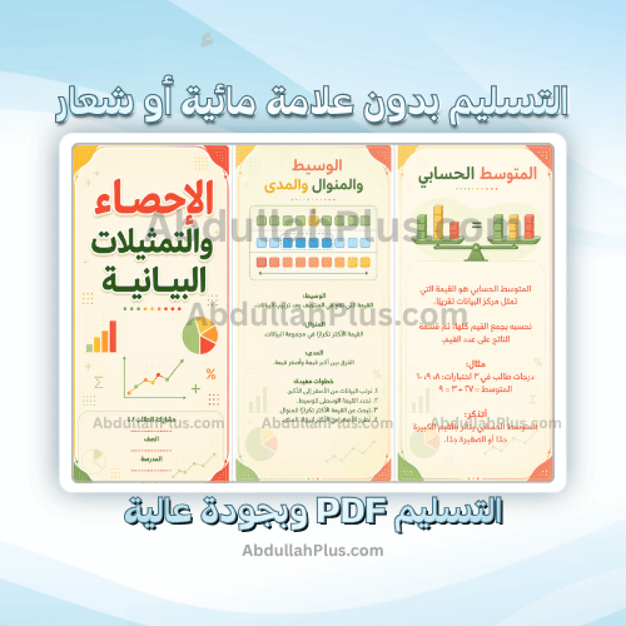 مطوية الإحصاء والتمثيلات البيانية - رياضيات ب6 ف1 PDF