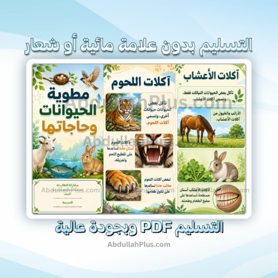 مطوية الحيوانات وحاجاتها - علوم ب1 ف1 PDF