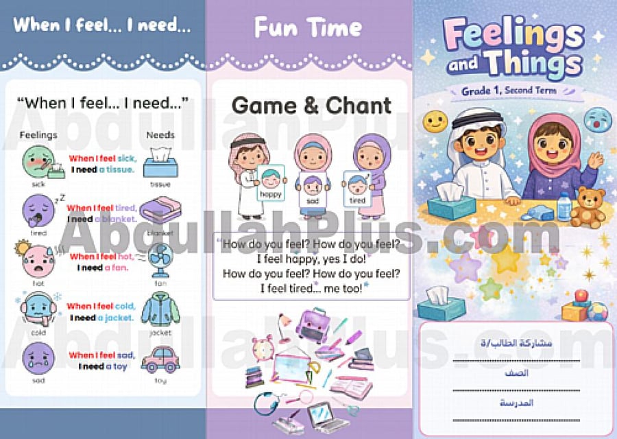 مطوية Feelings and Things - لغة إنجليزية PDF