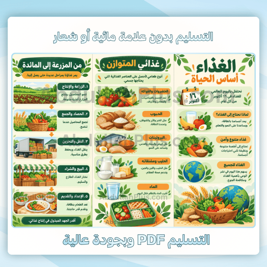 مطوية اليوم العالمي للغذاء pdf - غذائي المتوازن ونحفظ