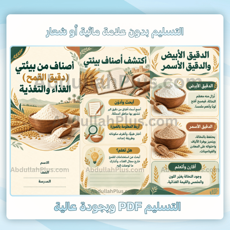 مطوية أصناف من بيئتي (دقيق القمح) الغذاء والتغذية - اسرية م3 ف1 pdf