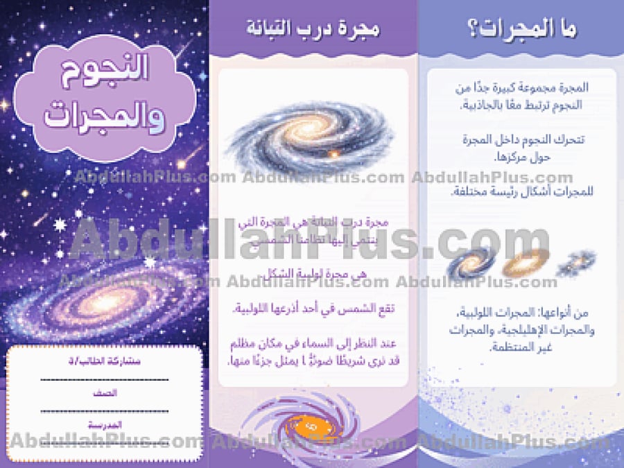 مطوية النجوم والمجرات - علوم ب6 ف2 PDF