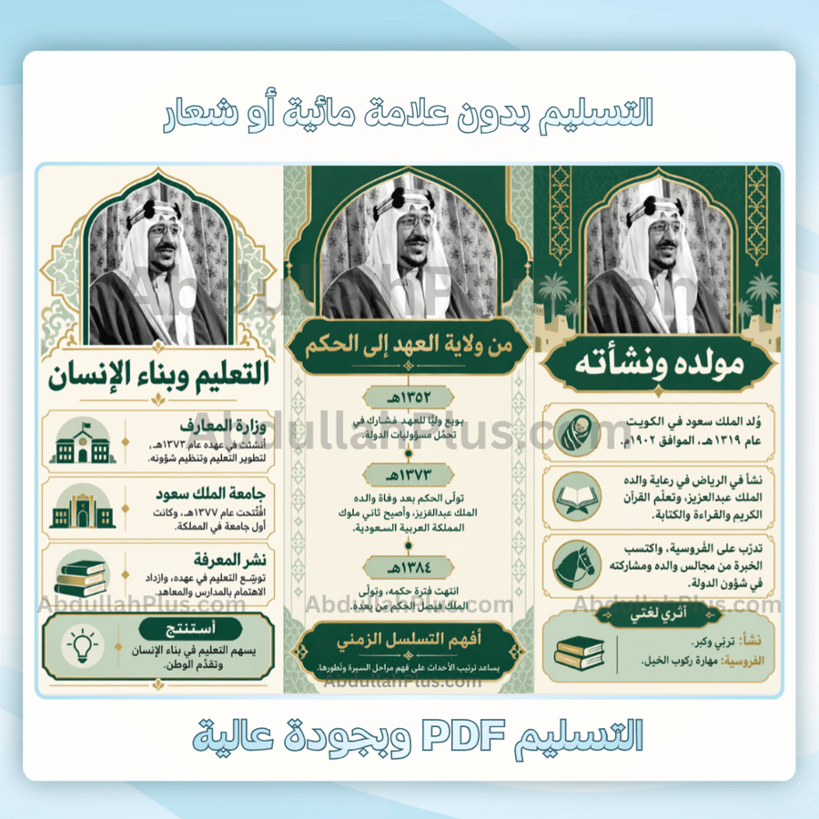 مطوية الملك سعود بن عبدالعزيز آل سعود  ( أعلام معاصرون) - لغتي م3 ف1 pdf