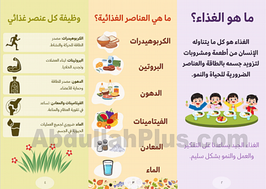مطوية عن العناصر الغذائية - بصيغة PDF
