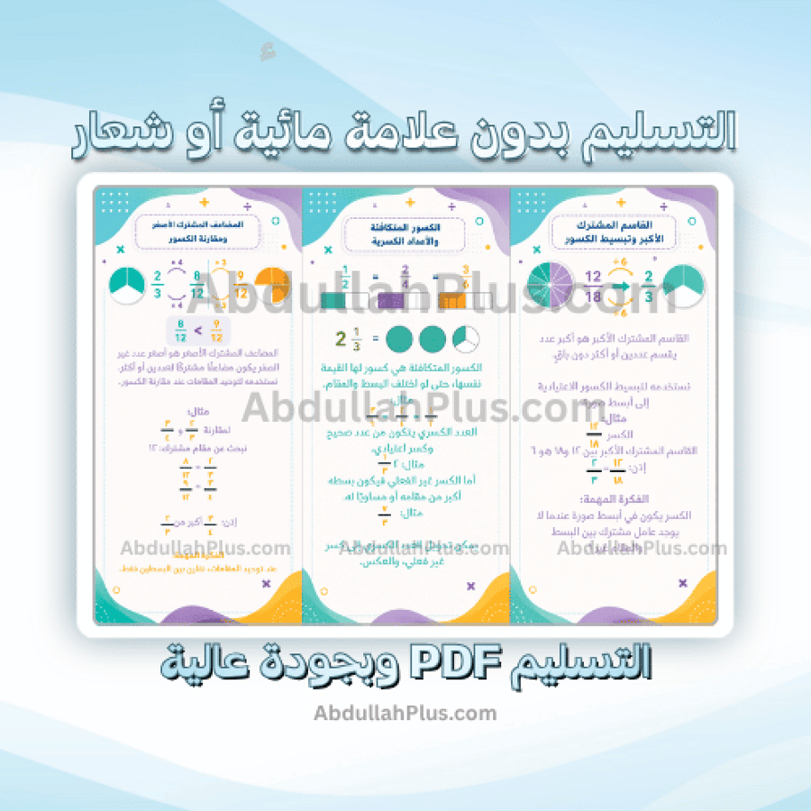 مطوية الكسور الاعتيادية والكسور العشرية - رياضيات ب6 ف1 PDF