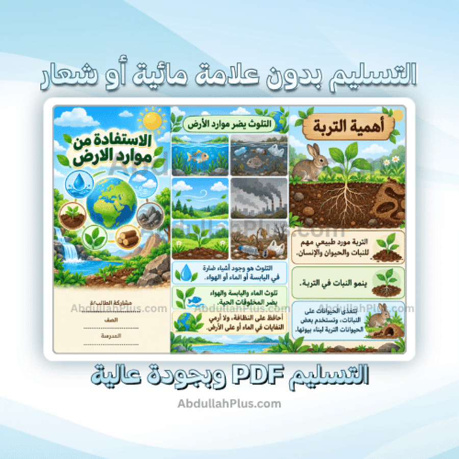 مطوية الاستفادة من موارد الارض - علوم ب1 ف1 PDF