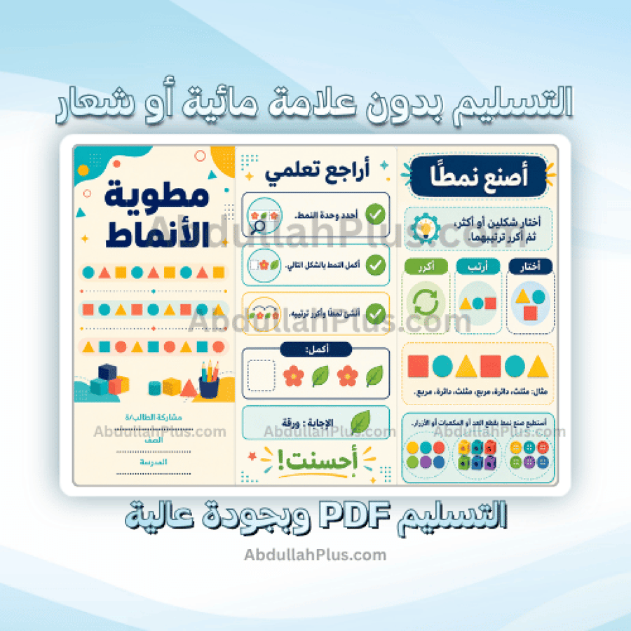 مطوية الأنماط - رياضيات ب1 ف1 PDF
