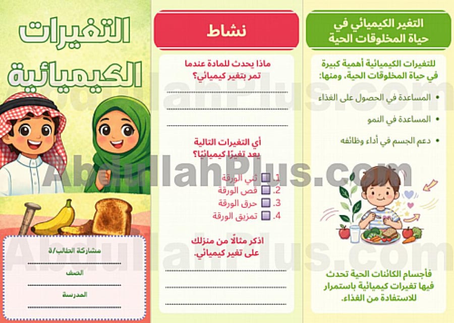 مطوية التغيرات الكيميائية - علوم PDF