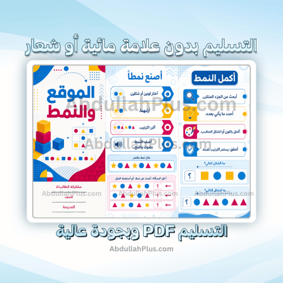 مطوية الموقع والنمط - رياضيات ب1 ف1 PDF