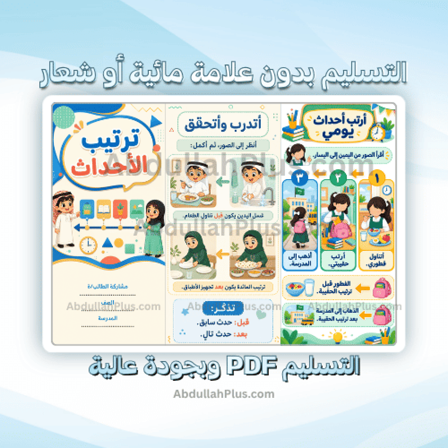 مطوية ترتيب الأحداث - رياضيات ب1 ف1 PDF