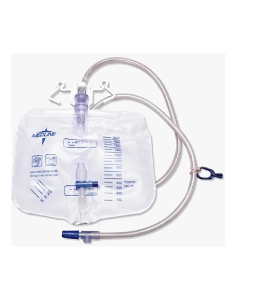 Urine Collection Bag 2000 ml, Anti-Bacterial with Fixation Straps – Medline