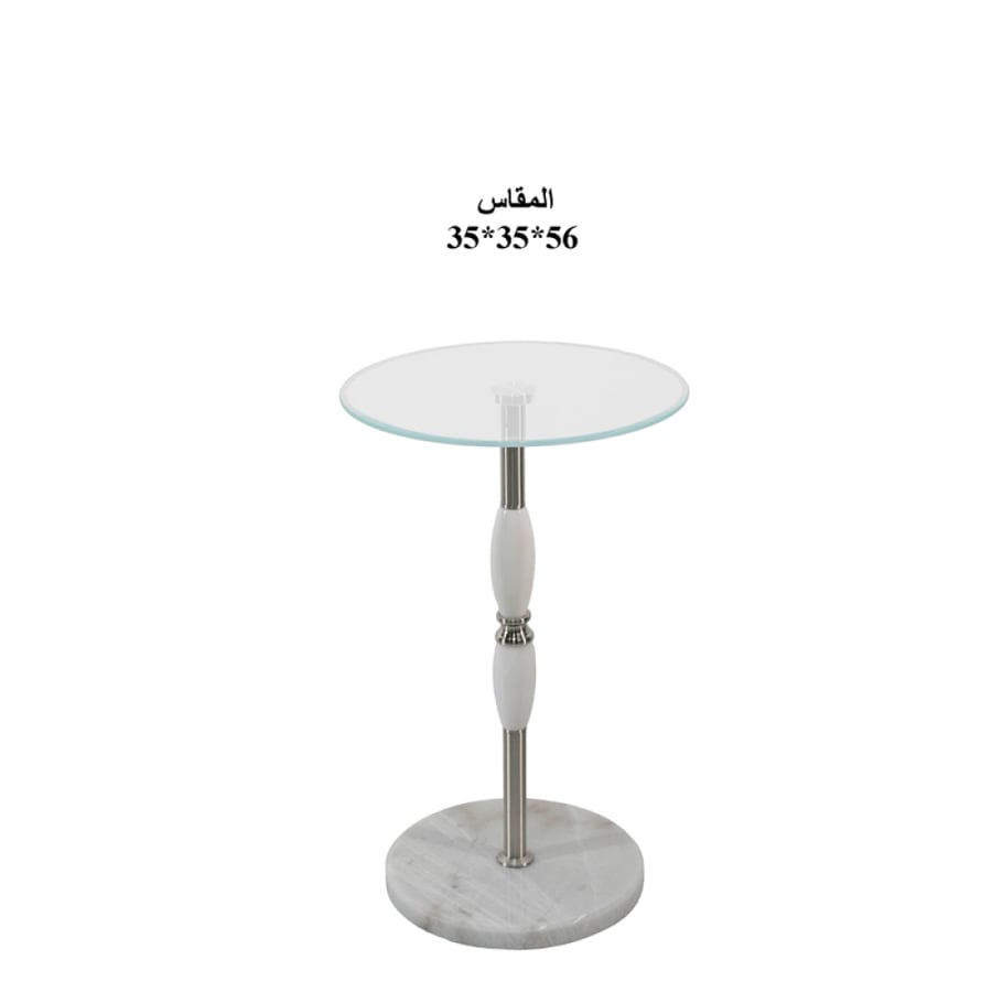 طاولة خدمة مفردة زجاج بقاعدة رخام مودرن