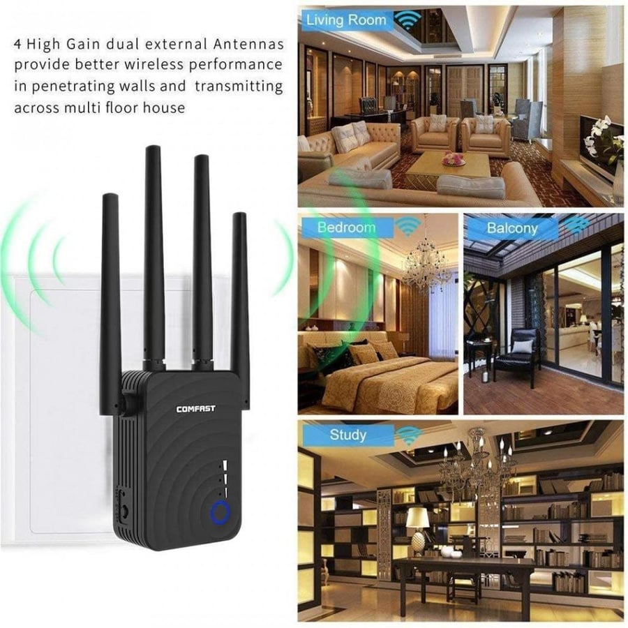 COMFAST WiFi Range Extender, AC1200 Dual Band 2.4G/5.8G Mini WiFi Router Repeater - مقوي شبكة انترنت