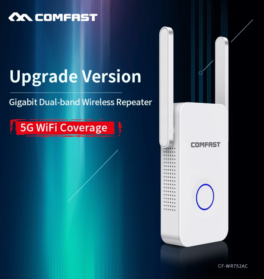 Comfast 5G Wifi Repeater High Speed 1200 Wireless Range Extender Amplifier 2.4G&5Ghz Wifi Booster 2 * 3dbi Antenna - مقوي انترنت
