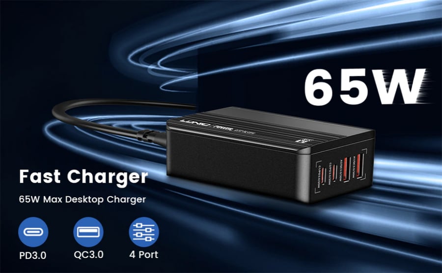 4 Ports USB Quick Charge 65W QC 3.0 Multiple Fast Charger for Iphone 12 13 Pro Max Samsung Xiaomi Laptops Charger Fast Charging LDNIO