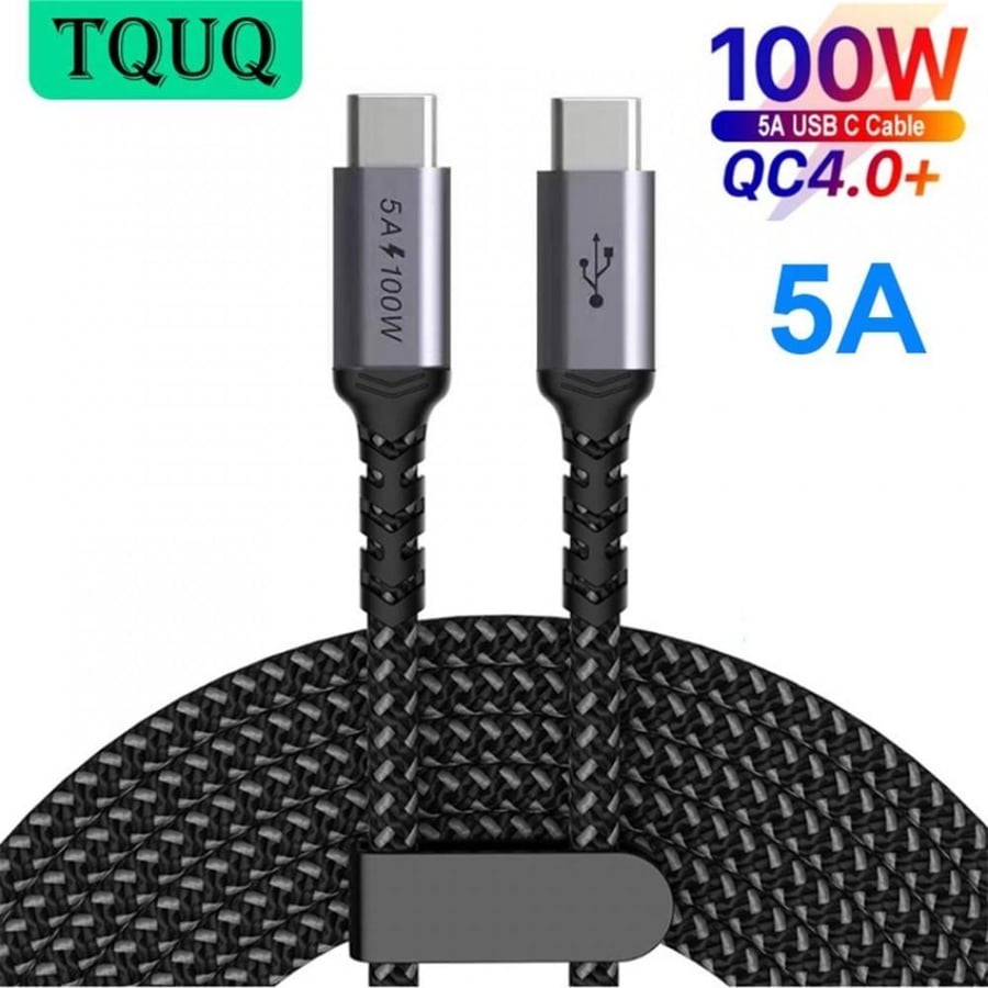 TQUQ 4-Port 100W USB C Power Supply, PD100W PPS 65W 45W 20W Fast Charger Adapter For MacBook iPhone Xiaomi Samsung S21+ Note 10+ شاحن رباعي (BLACK) + 2b type-c cable