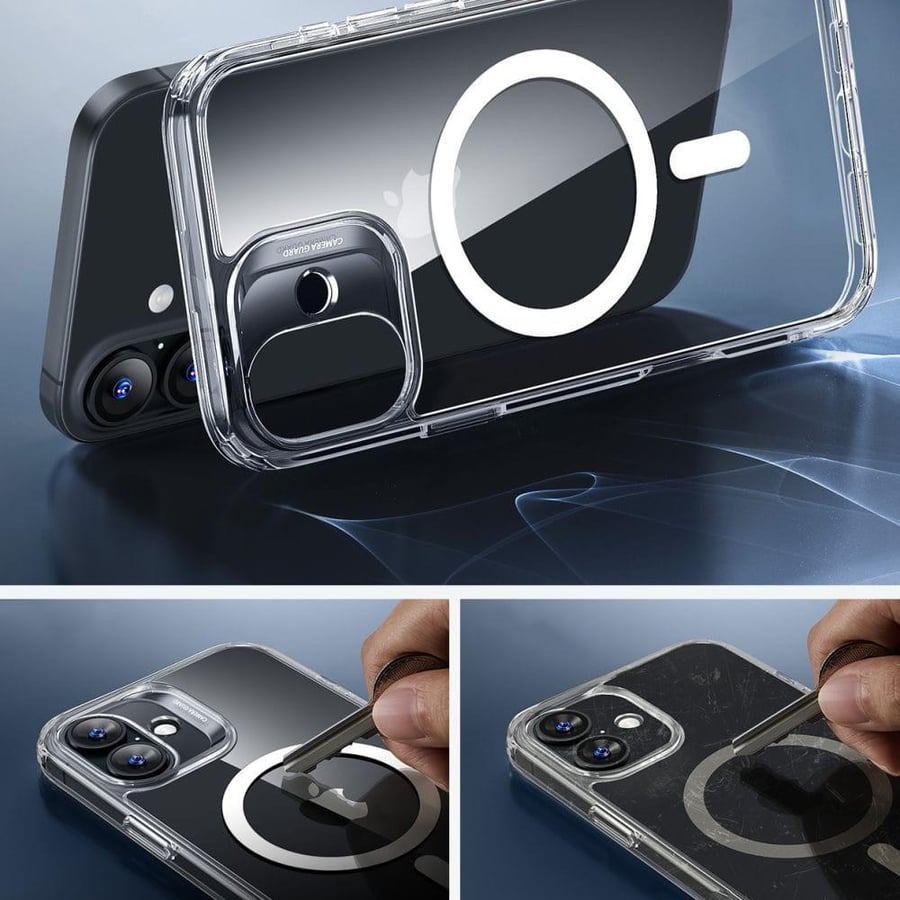 مجموعة حافظة + زجاج مقوى، ESR Classic Hybrid Halolock، زجاج مقوى لجهاز iPhone 16 لـ MagSafe، شفاف