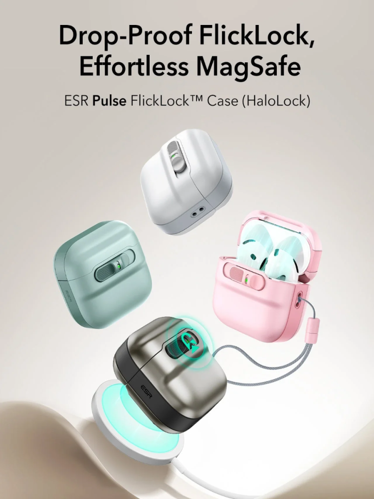 حافظة AirPodsPro FlickLock HaloLock وردي