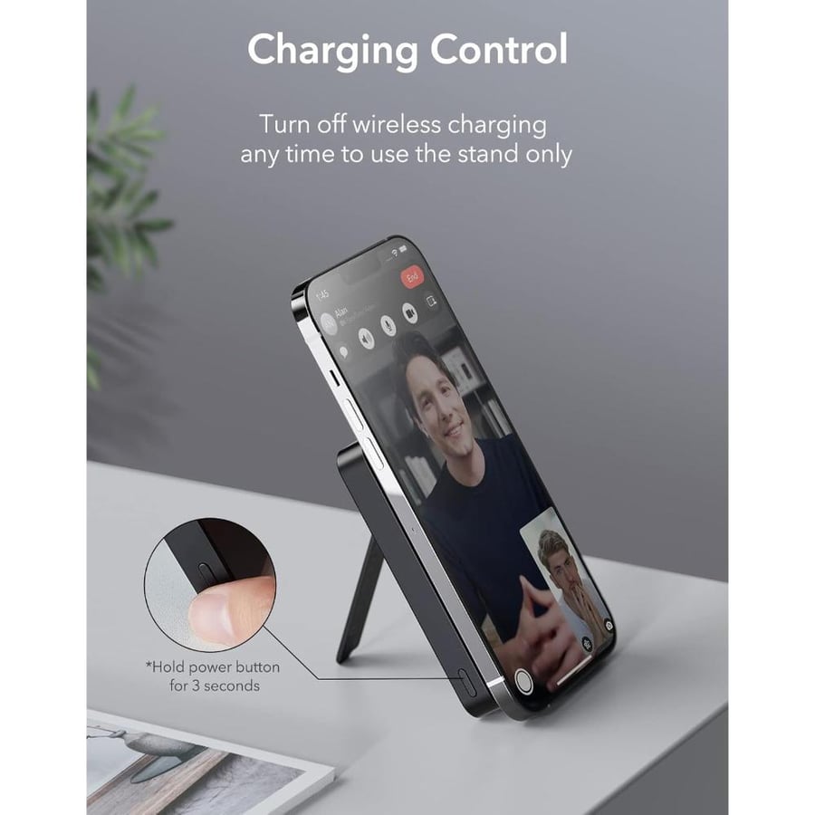 باور بانك لاسلكي 5000 ملي امبير ESR HaloLock Kickstand MagSafe اسود