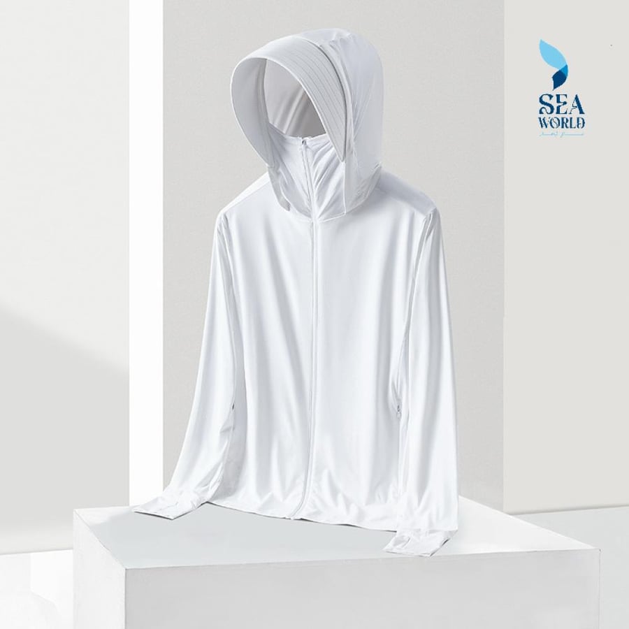 جاكيت حماية من الشمس بغطاء رأس وواقي للوجه