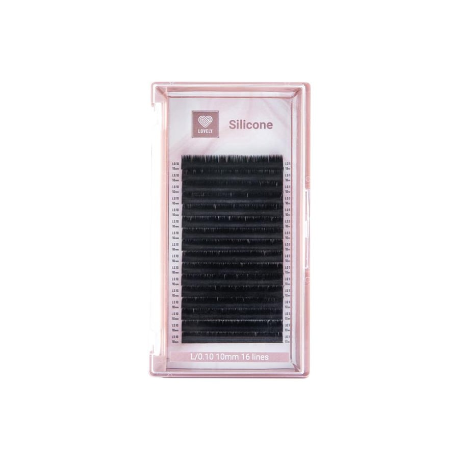 Eyelash extensions "Silicone" - 16 lines Mix (pink tray)