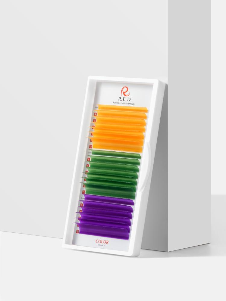 Eylashes set AFRICA "orange\green\purple" C 0.10 MIX