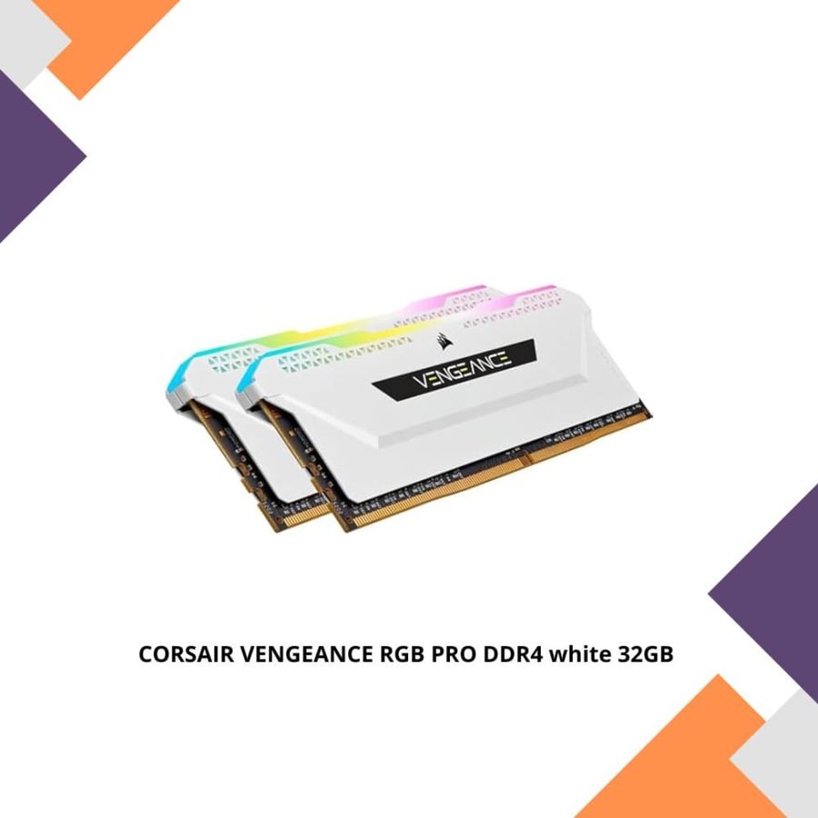 CORSAIR VENGEANCE RGB PRO DDR4 32GB (16X2) 3200MHZ MEMORY white
