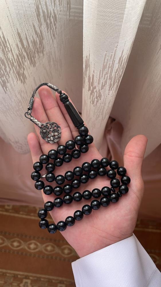 مسبحه بكلايت طربزونه فضه عيار 925 ( لون أسود)