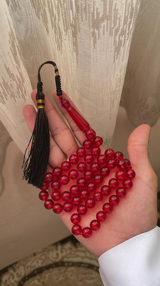 مسبحه بكلايت لون أحمر شفاف كركوشه كويتي
